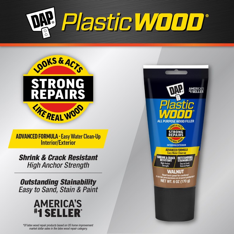 DAP Plastic Wood All Purpose Latex Wood Filler, Walnut, 6