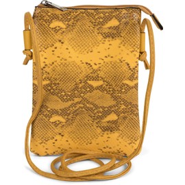 styleBREAKER Women Mini Messenger Bag in Snakeskin Look, Shoulder Bag, Hand Bag, Bag 02012305, Color:Curry