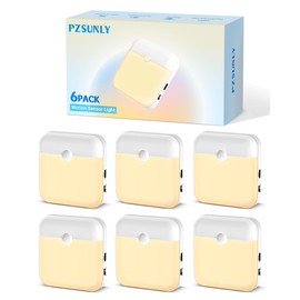 PZSUNLY Night Light for Kids,LED Rechargeable,Cabinet Lights Closet Lights,Indoor Motion Sensor Night Lights,Magnetic Hallway Light for Baby Bedroom Kitchen Stairs 6 Pack (Warm Light)