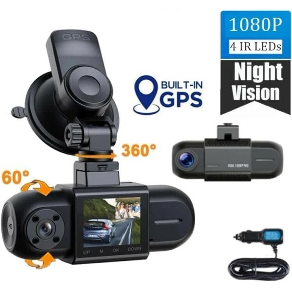 TOGUARD 1080P Front And Inside Camera Video Recorder GPS Dual