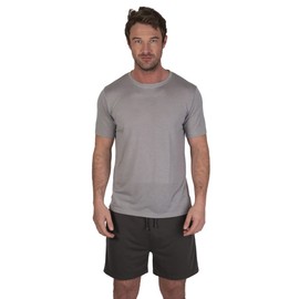 Light & Shade Herren Pyjamahose und T-Shirt Set, Hellgrau meliert/anthrazit, L