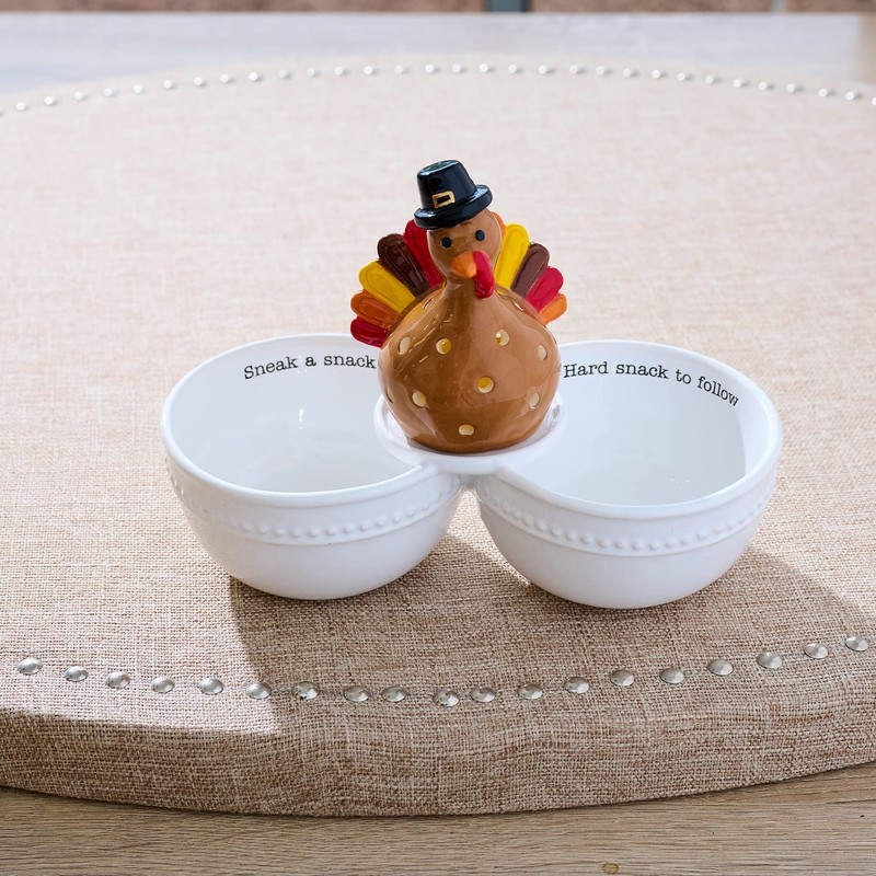 Mud Pie Circa Double Dip Bowl, White, 4 1/2" x
