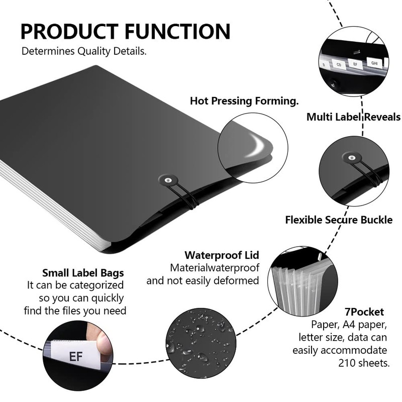 Vertical Accordion File Folder, Expanding File Document Organizer Bag for