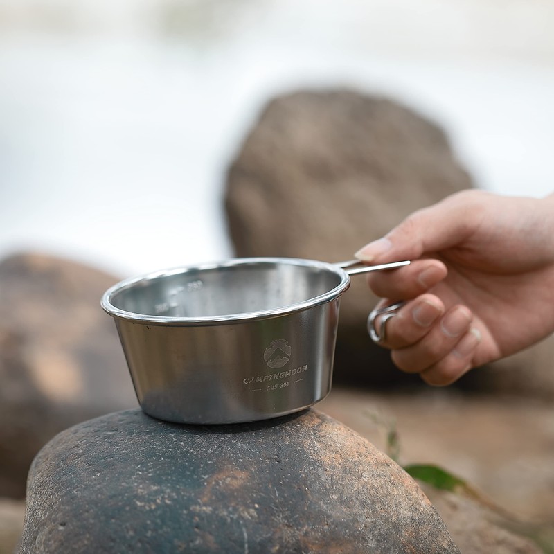 Camping Moon S360-SG-2P Camping Cup, Stainless Steel, Shell Cup, Lid