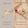 Red Elegant Rose Metal Hair Claw Clips, Large Shark Clips