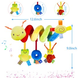 poraceous Pram Toy, Baby Spiral Plush Toy, Pram Chain with Caterpillar Pattern, Suitable for Hanging on Car Seats, Children's Beds, for Toddlers, Boys, Girls from 3 6 9 12 Months