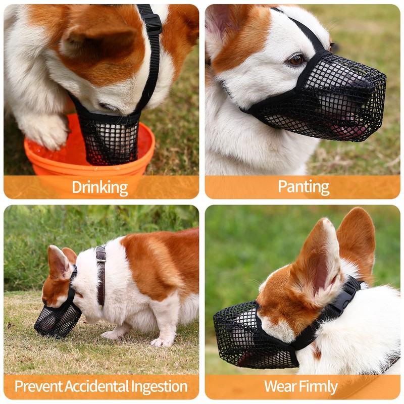 Dog Muzzle Soft Nylon Muzzle - Adjustable Breathable Mesh Muzzle,