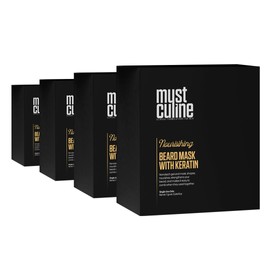 MUSTCULINE Keratin Beard Mask, Fills Patchy Areas, Controls Frizz, Strengthens and Straightens (4 Package)