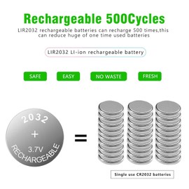 2032 Rechargeable Battery,3.7V LIR2032 Battery with Charger 10 Pack, LIR2032 Button Battery Can Replace ML2032,CR2032 Batteries for Airtag, Car Remote Key