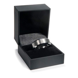 Garbello Mens Tungsten Carbide Wedding Band with Brushed Polished Finish, Beveled Edges and Comfort Fit Silver (8mm)