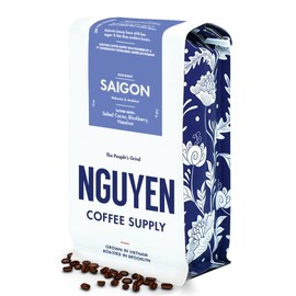 Nguyen Coffee Supply - Saigon Robusta & Arabica Blend: Dark Roast Premium Whole Coffee Beans, Vietnamese Single Origin, Low Acid with High Caffeine Content, Roasted in Brooklyn [12 oz Bag]