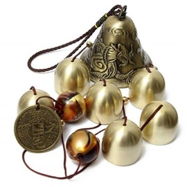 Lucky Wind Chimes Fengshui Bell Copper Alloy Dragon Bell 6 Bells Hanging Wind Bell for Home Garden Hanging Good Luck Blessing