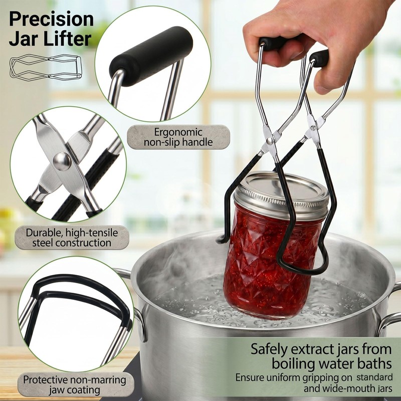 Canning Supplies Starter Kit with Rack, Jar Lifter, Tongs, Funnel,