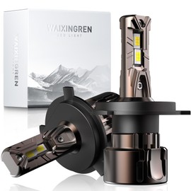 WAIXINGREN 9003 H4 LED Headlight Bulb, 30000LM 500% Brighter Wireless, 6500K White Bright High or Low Beam H4 9003 Led Headlight Bulb with Fan, Plug and Play, Pack of 2 (H4/9003/HB2)