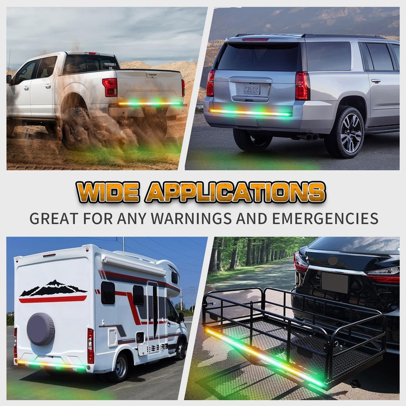 XRIDONSEN 48 inch Truck Amber Green Tailgate Strobe Lights Strip