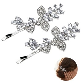 Silver Rhinestone Hair Clips, Elegant Crystal Bridal Hair Accessories