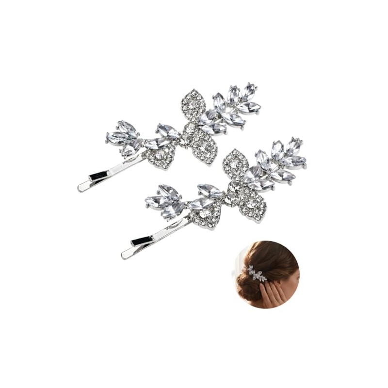 Silver Rhinestone Hair Clips, Elegant Crystal Bridal Hair Accessories