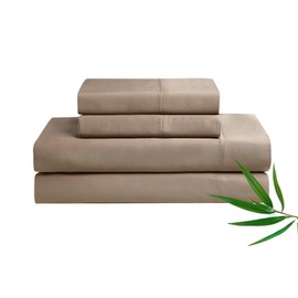 YnM Cooling Bed Sheet Set with 100 Percent Rayon Derived from Bamboo, 400TC Fabric with 1 Pillowcase and Flat Sheet, Deep Pocket Fit 19'', Silky-Soft & Sweat Wicking, 3 Piece (Twin XL,Brown)