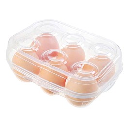 YOHA Clear Egg Storage Box Delicate 6 Girds Egg Dispenser Holder Case Refrigerator Crisper Camping Picnic Travel Portable Egg Carriage, Clear-6