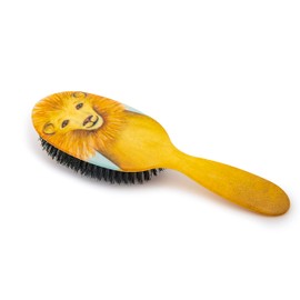 Rock & Ruddle Natural Pure Boar Bristle Hair Brush for Women and Kids (Large, 21cm) - Perfect for Wet or Dry Hair, Detangling Smoothing Blowdrying - Made in UK - Lion