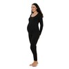 POSHDIVAH Women's Maternity Bodysuit Scoop Neck Long Sleeve Stretchy Jumpsuit
