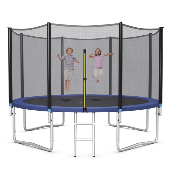 Giantex Trampoline, ASTM Approved 8 Ft Trampoline for Adults Kids, Wear-Resistant Outdoor Large Recreational Trampoline w/Enclosure, Ladder (8Ft 3 Legs)
