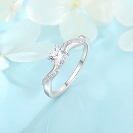 FJ Promise Ring for Women 18K White Gold Plated 925 Sterling Silver Engagement Ring Anniversary Wedding Proposal Ring Eternity Ring for Her (Size S)