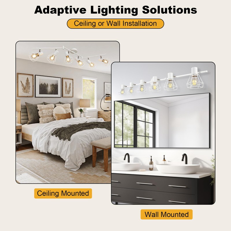 HiBay 6-Light Track Lighting, Directional Ceiling Track Light Fixture, White