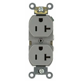 Leviton 5362-GYS 20-Amp, 125 Volt, Industrial Heavy Duty Grade, Duplex Receptacle, Straight Blade, Self Grounding, Gray