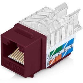 Everest Media Solutions 45° Angled CAT6 Keystone Jack in Red - Slim Profile RJ45 Ethernet Connector - Compatible with 45° Angled Speed Termination Tool - 45Term (B0BL3GS7ZY) - 50-Pack