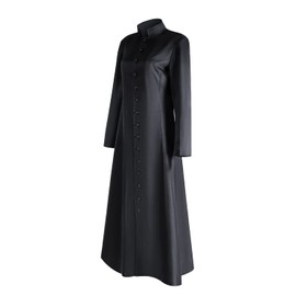 MYAYD Women's Cassock Robe Church Robe Choir Minister Clergy Pulpit Liturgical Black White (Black, L)