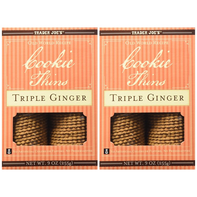 Trader Joe's Cookie Thins Triple Ginger, (Pack of 2)