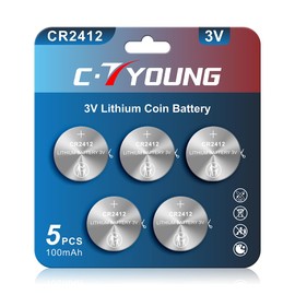 CTYOUNG CR2412 Batteries Lithium 3V 2412 with 5 Pack for Car Key Fob Battery Smart Watch