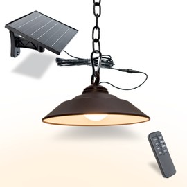 Involux Solar Shed Lights Outdoor Indoor 300 Lumen LED Pendant Daytime Work Lights with Remote Control, 3 CCT Options, Brightness Adjustable, Timmer Setting, Single Pack, Rubbed Bronze Finish