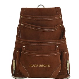 WIDEBROWN 10 Pocket Split Suede Leather Nail & Tool Pouch, Brown for Plumber, Carpentar, Construction Framer