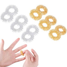 Fanshiontide Fanshiontide 12 Stck Akupressur Ring | Anti Stress Ring | Akkupressurringe zur Stresslinderung und Massage (6 Gold + 6 Silber)