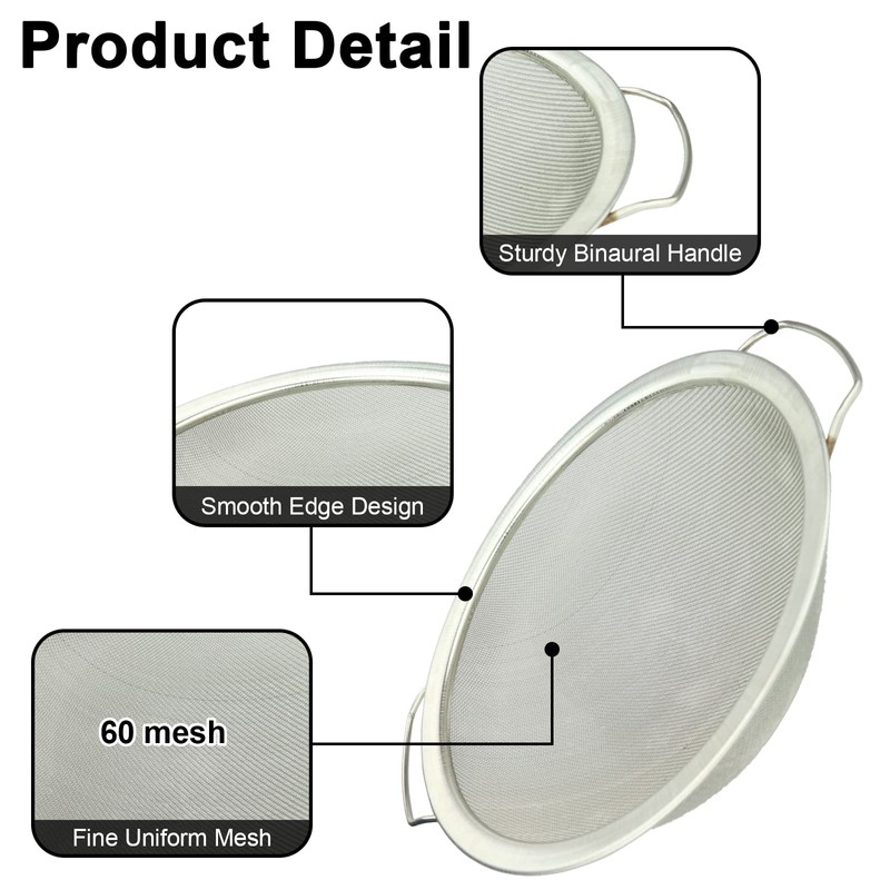 3 Pack Fine Mesh Paint Strainer 60 Mesh Stainless Steel