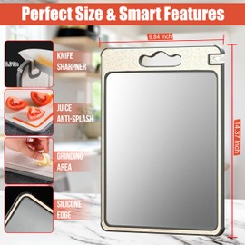 100% Pure Titanium Cutting Board Pro | Non Toxic Chopping Board for Kitchen | Dual Sided, Metal & Wheat Straw Boards with Knife Guards & Sharpener, Finger Guard & Juice Groove