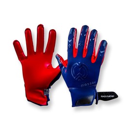 MASSOV ALLSZN Elite Youth Football Receiver Gloves - All Weather Gloves with Superior Grip Even When Wet for Young Athletes (Navy/Red, Large)