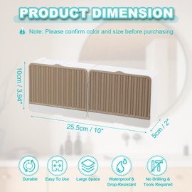 uxcell Soap Holder, 10 x 3.94 x 2 Inches Double Grid Wall Mounted No Drill Soap Dish for Shower, Bathroom & Kitchen - Self Draining Design Keeps Soap Dry (Khaki)
