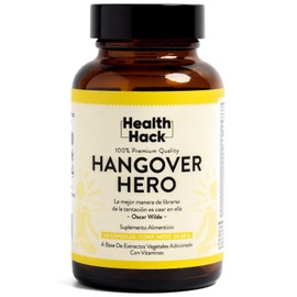 Health Hack Hangover Hero | Alivio de Resaca Avanzado | Con NAC, Cardo Mariano, Ácido Alfa Lipoico, Resveratrol, Jengibre y más | Recupera tu Energía y Bienestar Después de una Noche de Fiesta