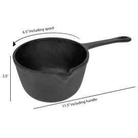 Jim Beam JB0204 Pre-Seasoned Heavy Duty Construction Cast Iron Basting Pot for Grilling and Oven, Large, Black
