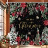 Christmas Poinsettia Shower Curtain Winter Tree 72x72 Inch