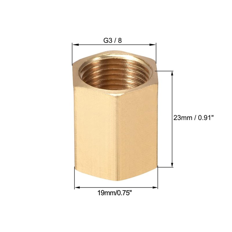 TA-VIGOR 2Pcs Brass Pipe Fitting Connector Straight Hex Nipple Coupler
