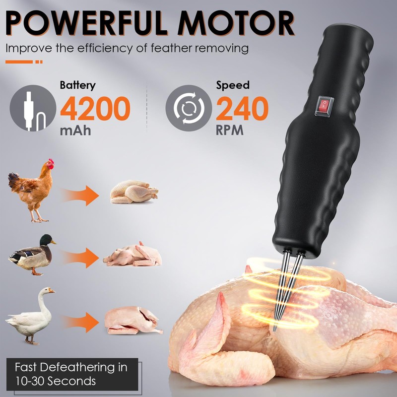 1 Pack Handheld Chicken Plucker, Electric Quick Poultry Plucker Machine