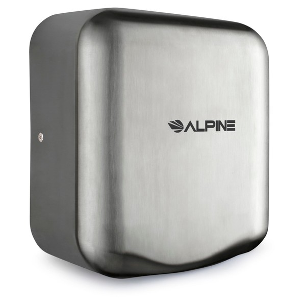 Alpine Industries 400-10-SSB Alpine Hemlock Automatic Hand Dryer - Heavy Duty Stainless Steel - Commercial High Speed Hot Air Hand Blower | 1800Watts | 110-120Volts | Quick & Easy Installation, Brushed Stainless Steel