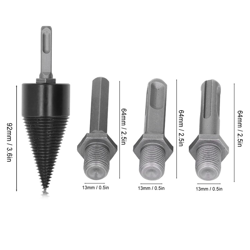 Firewood Bit Cone Wood Splitting Drill Carbon Steel Log Splitter