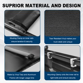 KUIPERAUTO Soft Roll Up Truck Bed Tonneau Cover Compatible for 2000-2006 Toyota Tundra Fleetside 6.5 FT Bed