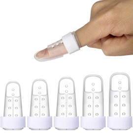 5Pcs Finger Splints Thumb Brace Support Plastic Finger Cots Adjustable Fixing Belt for Sport Injuries Straightener, Broken Index, Strained, Sprained Fixing Joints 5 Size