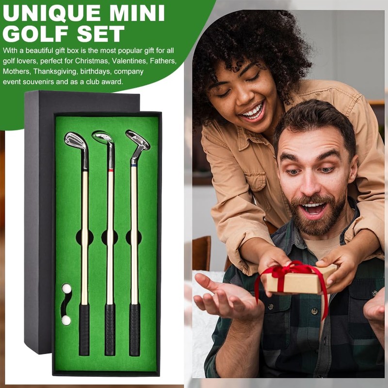 Golf Pen Set & Mini Desktop Golf Putting Green,Flag,3 Golf